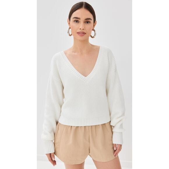 Good American Cozy Deep V Neck Sweater Small Ivory - Picture 1 of 11